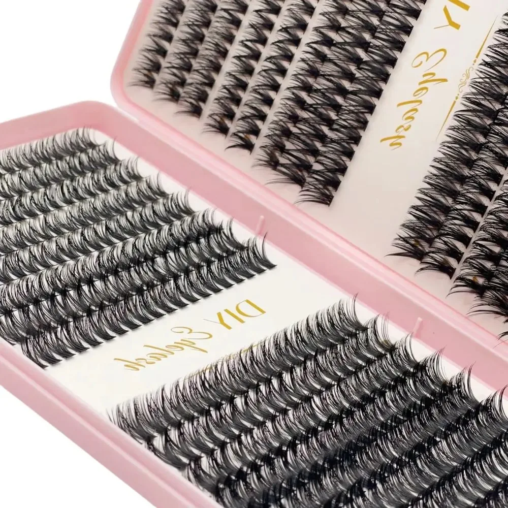 Soft Lightweight 640Pcs D Curl Wispy Lashes 40D&80D 10-14mm Individual Clusters Daily Office Personal Eye Beauty