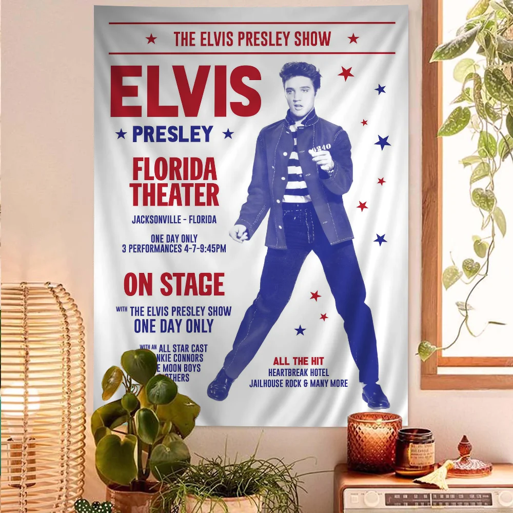 Elvis Presley Cartoon Tapestry For Living Room Home Dorm Decor INS Home Decor