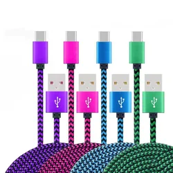 USB Type C Cable Date Sync 2.4A Fast Charging 1M 4Pack Nylon Braided Wire Charger Cable For Samsung Huawei Android Mobile Phone