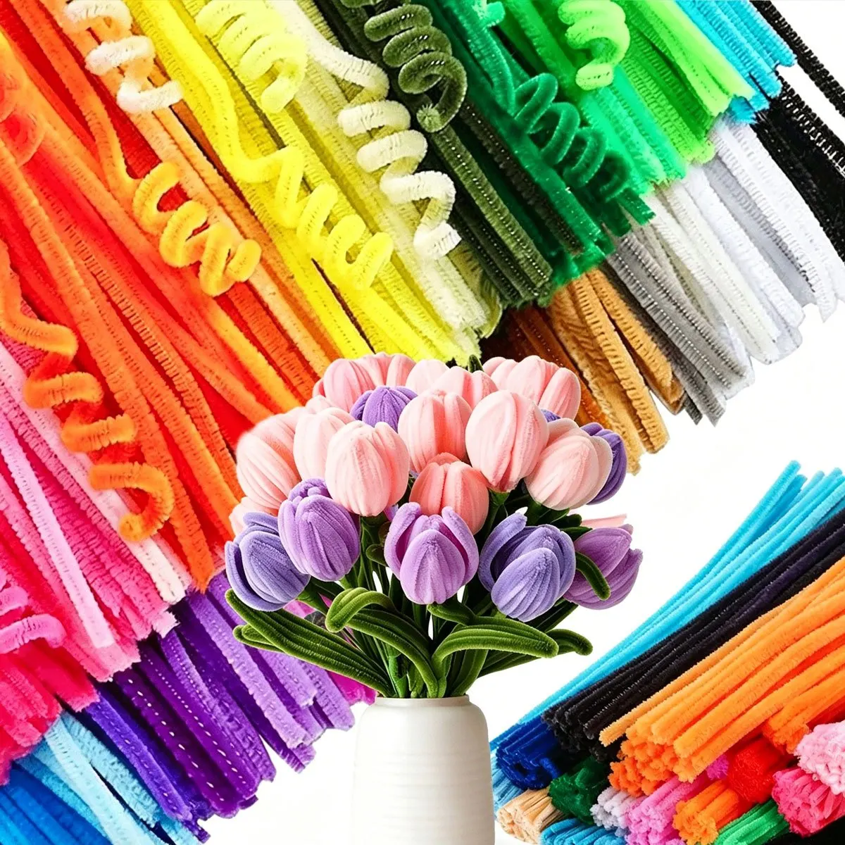 202 Stück 30 cm Bunte Pfeifenreiniger im Großpack - 30 Sortierte Leuchtende Farben Chenille-Stiele, DIY Bastelbedarf für Partydekoration ZSY