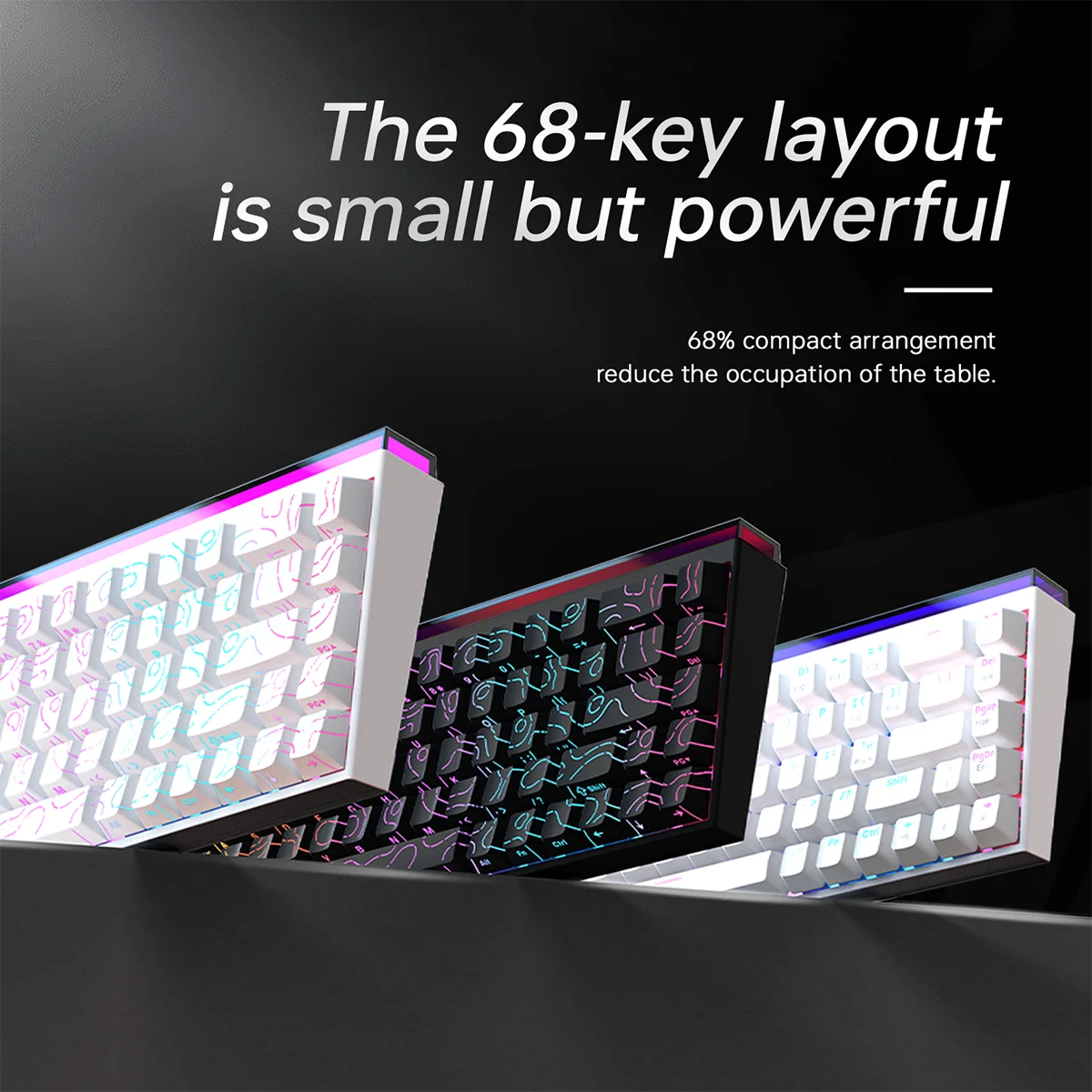 AJAZZ NACODEX NK68 Mechanical Keyboard Wired Hot Swap Ergonomics Light Box Side Engraved Keycaps Portable Office Gaming Keyboard - Image 5