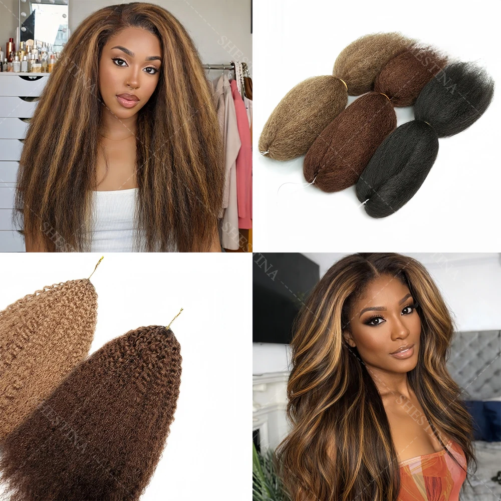 

Наращивание волос Highlight Kinky Straight: прямые пучки из натуральных волос, готовые к наращиванию крючком, с предварительно присоединенными петлями # 27Honey Blonde Yaki Wave Curly Crochet Hair for Braid