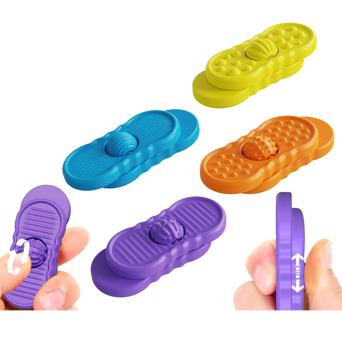 4Pcs Fidget Silicone Rubber Ball Slider Sensory Toy Anti-Anxiety Office Desk Finger Exercise Game Kid Stress Relief Activity Toy
