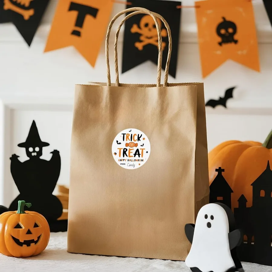 سعيد هالوين تحريك الهالوين مني هدية التحريك 60 قطعة 2 بوصة هالوين المغلف ختم التسمية تحريك ذاتية اللصق هالوين الخفافيش