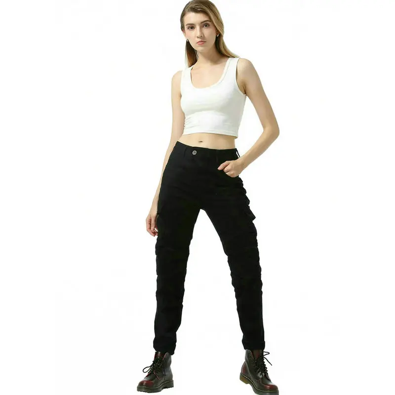 أنثى دراجة نارية فارس حماية الجينز مستقيم فضفاض ركوب السراويل الواقية موتوكروس اليومية الدراجات السراويل الواقية #5