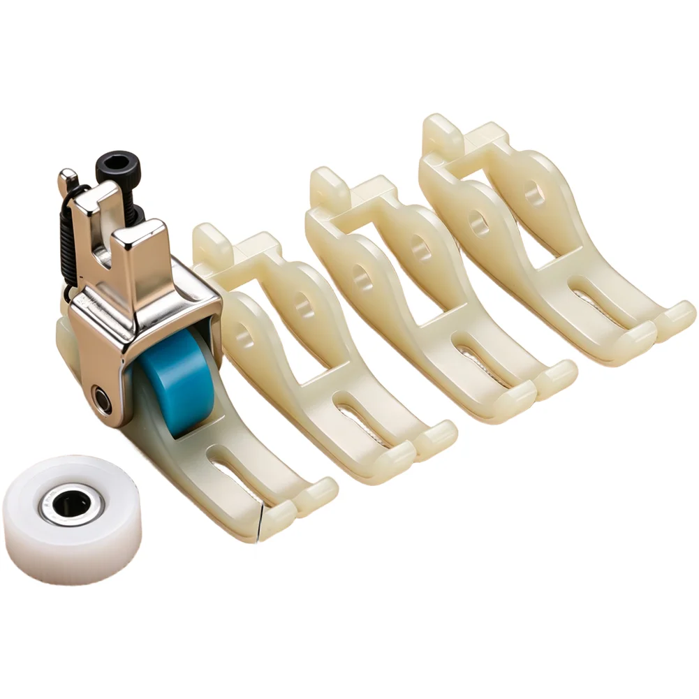 PTFE-Coated Roller Presser Foot with 2MM Wide Seam Gap for Accurate Topstitching on For Leather and PU Coated Fabrics