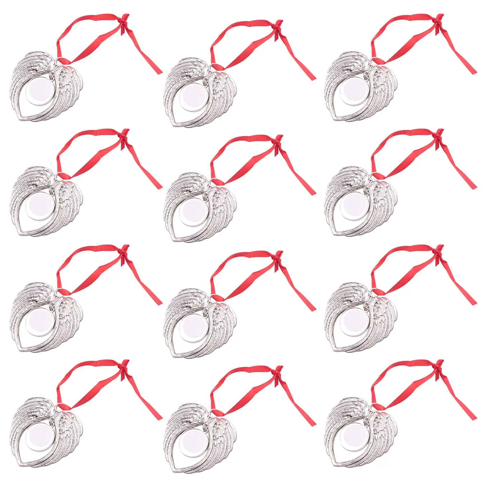 Angel Wing Shape Blank Sublimation Ornamento, Impressão De Transferência A Quente, Decoração De Árvore De Natal, Decoração De Festa De Natal, 12Pcs