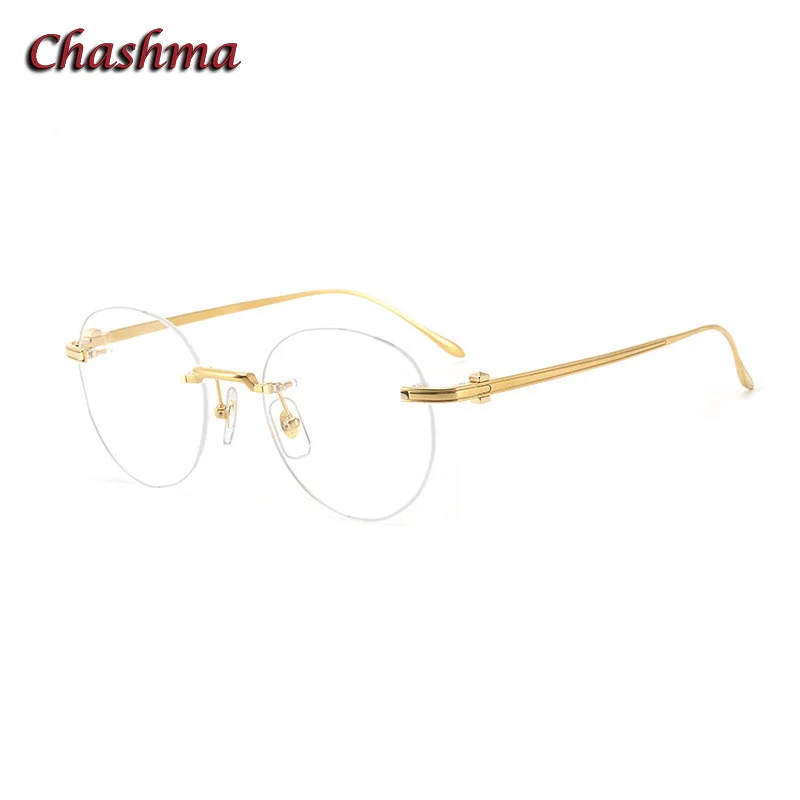 

Brand Design Eyeglass Round Pure Titanium Light Eyeglasses Men Rimless Glasses Quality Frame Optical Eyewear Prescription Lenses