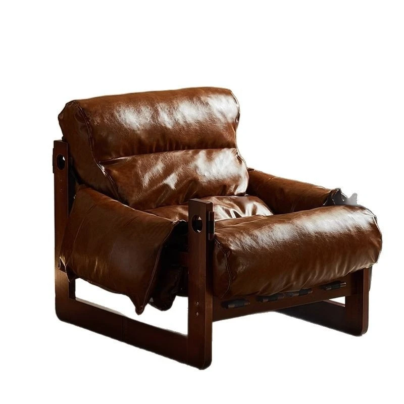 

Leisure chair living room rental room balcony retro recliner furniture solid wood sofa
