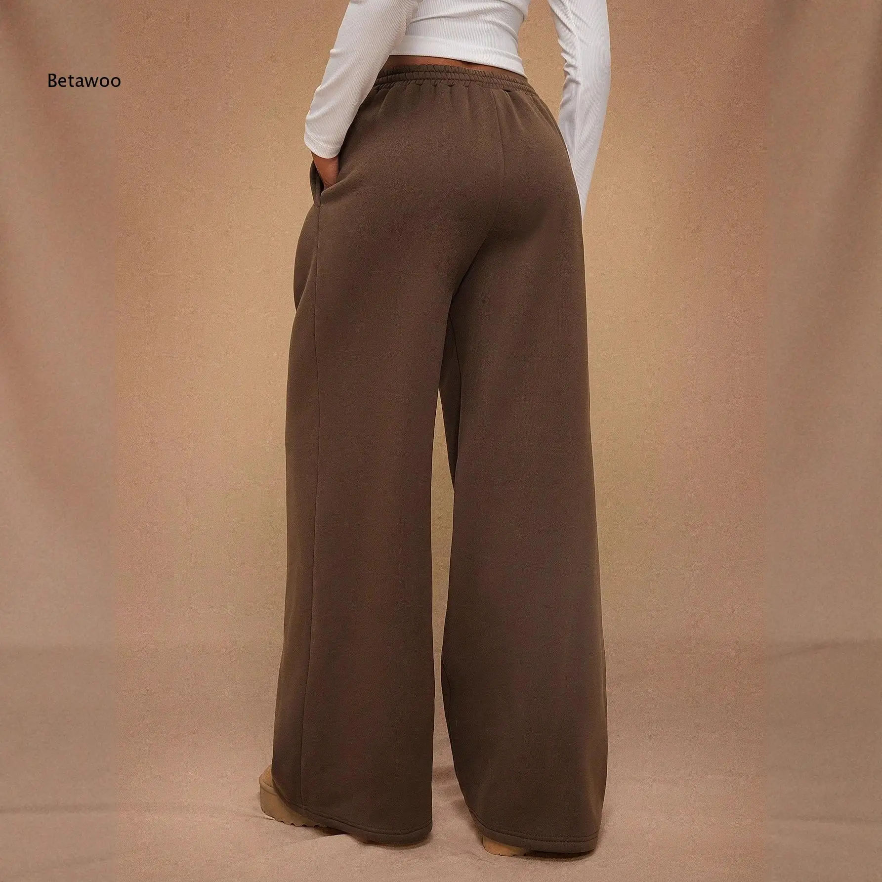 High Waist Drawstring Heather Gray Wide Leg Sweatpants