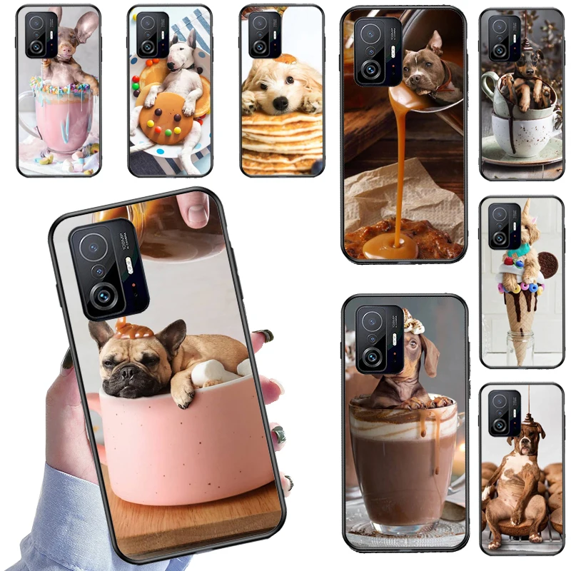 Dog Caramel Cakes dark chocolate bath For Xiaomi Mi 11 Lite 9T 10T 11T Pro Case For POCO X3 PRO M3 M4 Pro X3 GT F3 Cover Coque