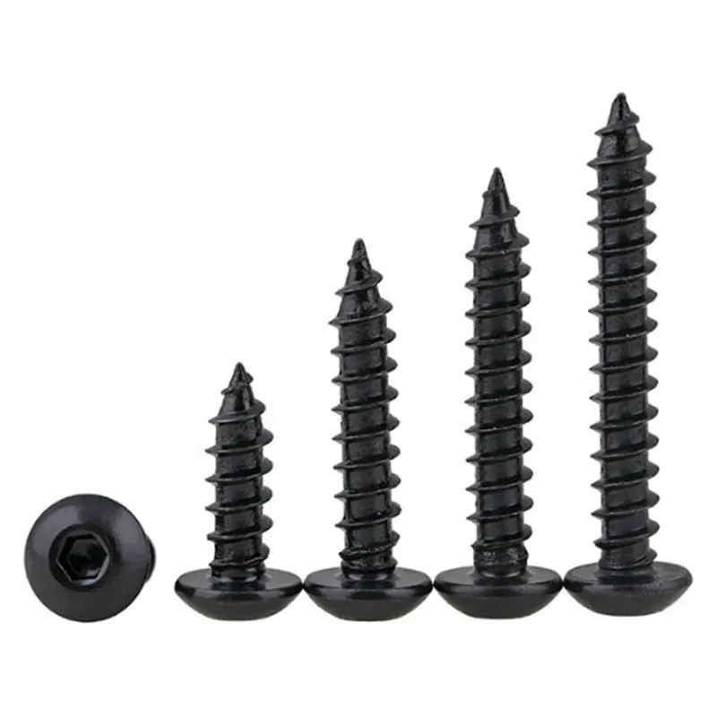 M3 ( 3mm )  High Tensile 8 Black Oxide Button Head Socket Cap Self Tapping Screws Hex bolts