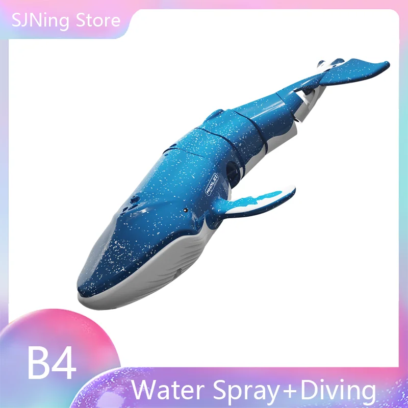 2.4Ghz Mini RC Electric Whale Water Spray And Diving Dual Motor Remote Control Animals Blue Gray Funny Toys Gifts Girls Boys