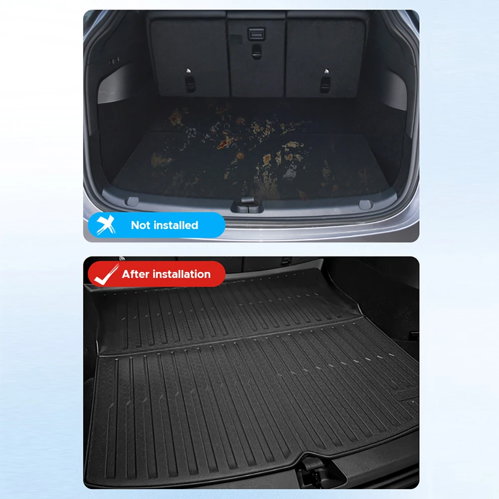 For Tesla Model Y 2021-2024 Front and Back Trunk Mat TPE Carpet Waterproof Weather-resistant Pads Up and Down Layer Mats