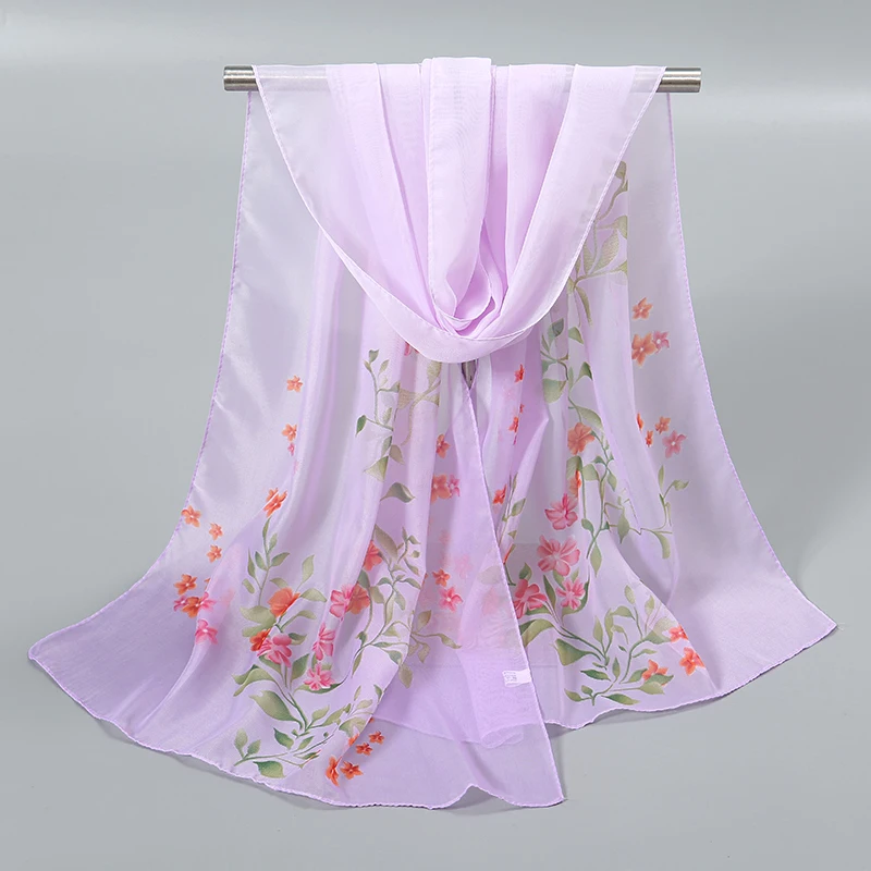 New Chiffon Scarf Shawl Women Printing Beach Georgette Floral Scarf Shawls Long Wraps Beach Sunscreen Hijab Headscarf Wrap Stole