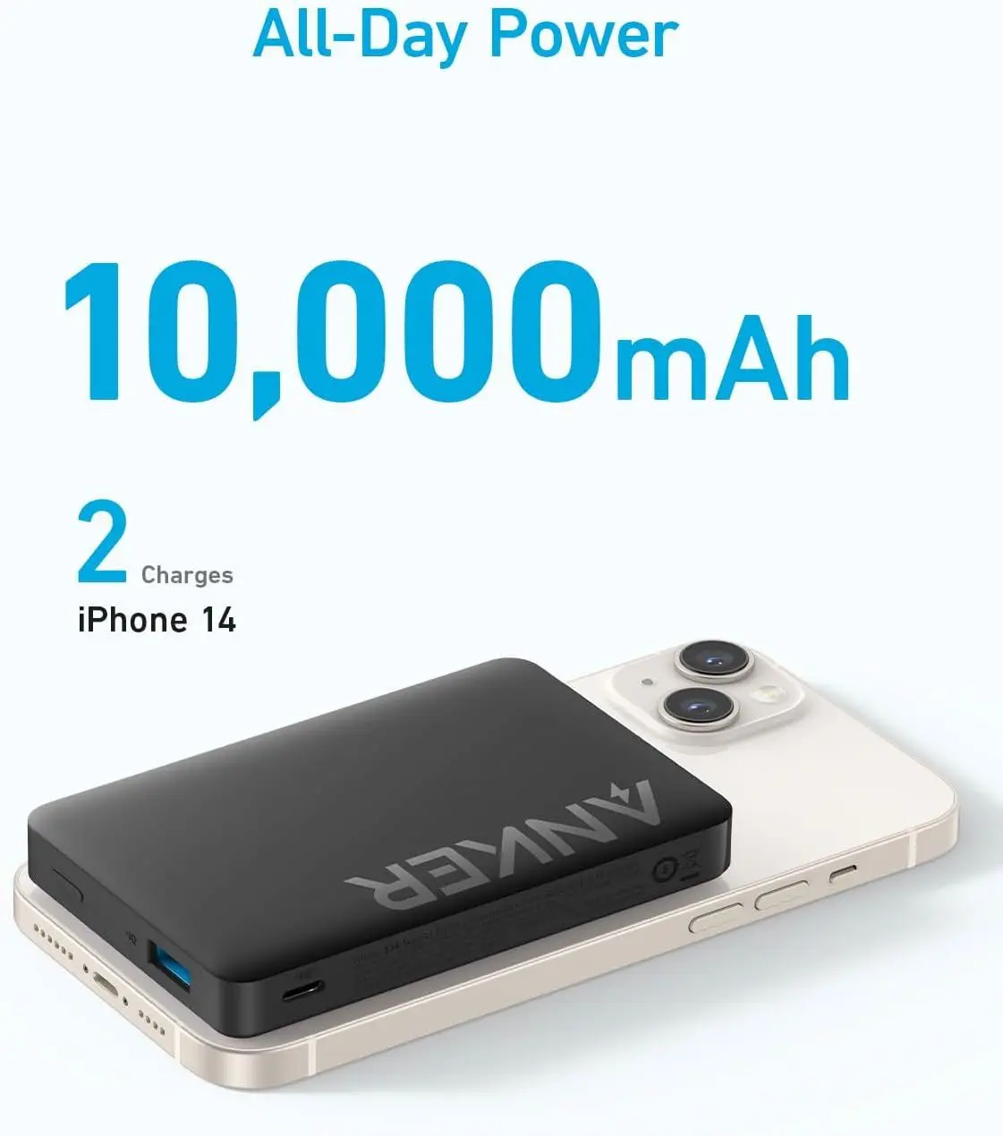 Anker Magnetic Power Bank 10K Wireless Portable Charger 20W Fast Charging Battery Pack With USB C Compatible view 3