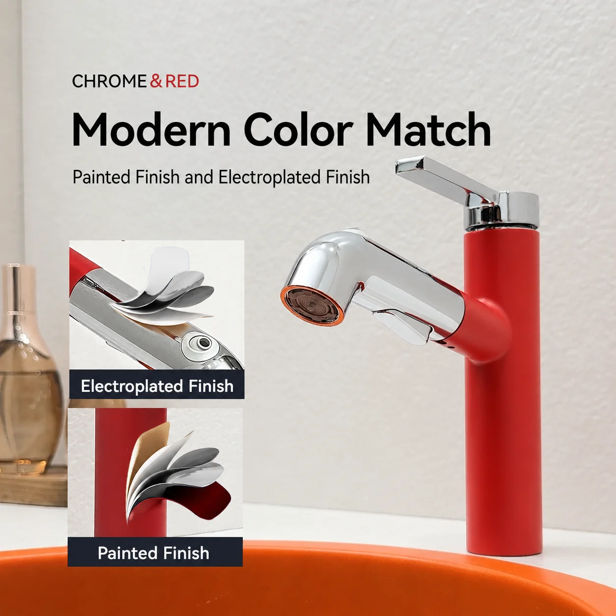 Pull Out Bathroom Basin Faucet 3 Modes Hot Cold Mixer Tap Up
