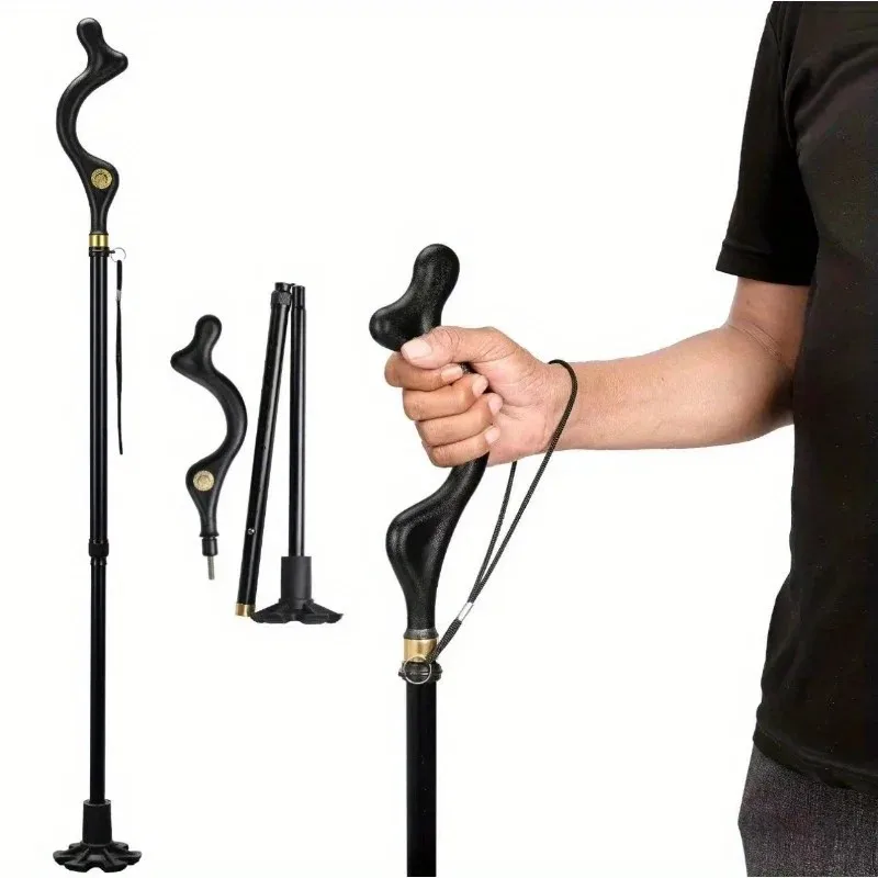 Bastone da trekking in alluminio leggero a 1 radice - Bastoncini da trekking ad altezza regolabile, impugnatura ergonomica antiscivolo, design pieghevole compatto con