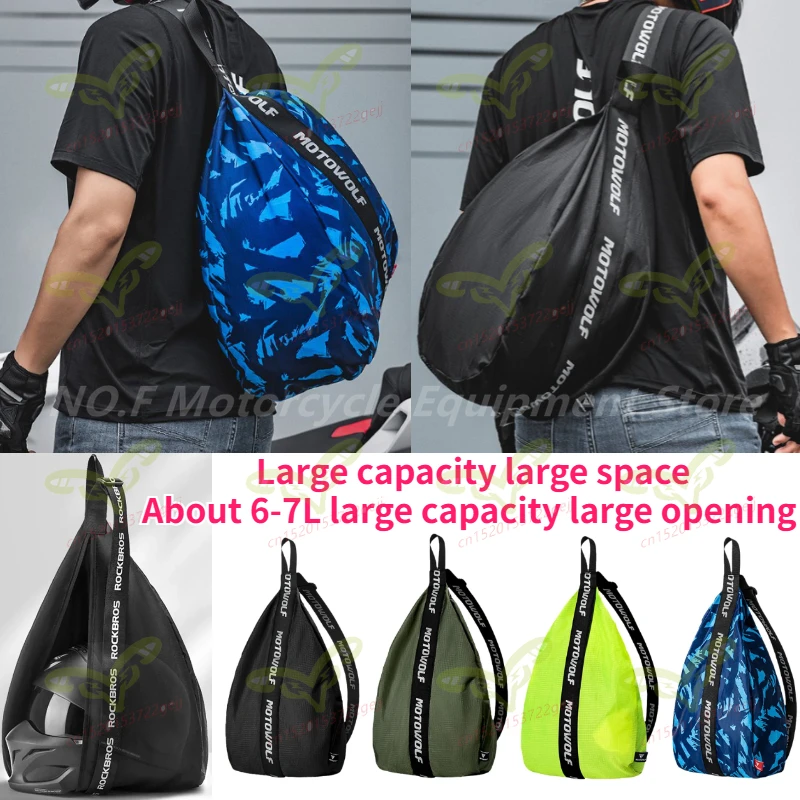 

Motowulf Helmet Storage Bag Large Capacity Men's Crossbody Bag Waterproof Fabric with Reflective Strip Riding Helmet Bag