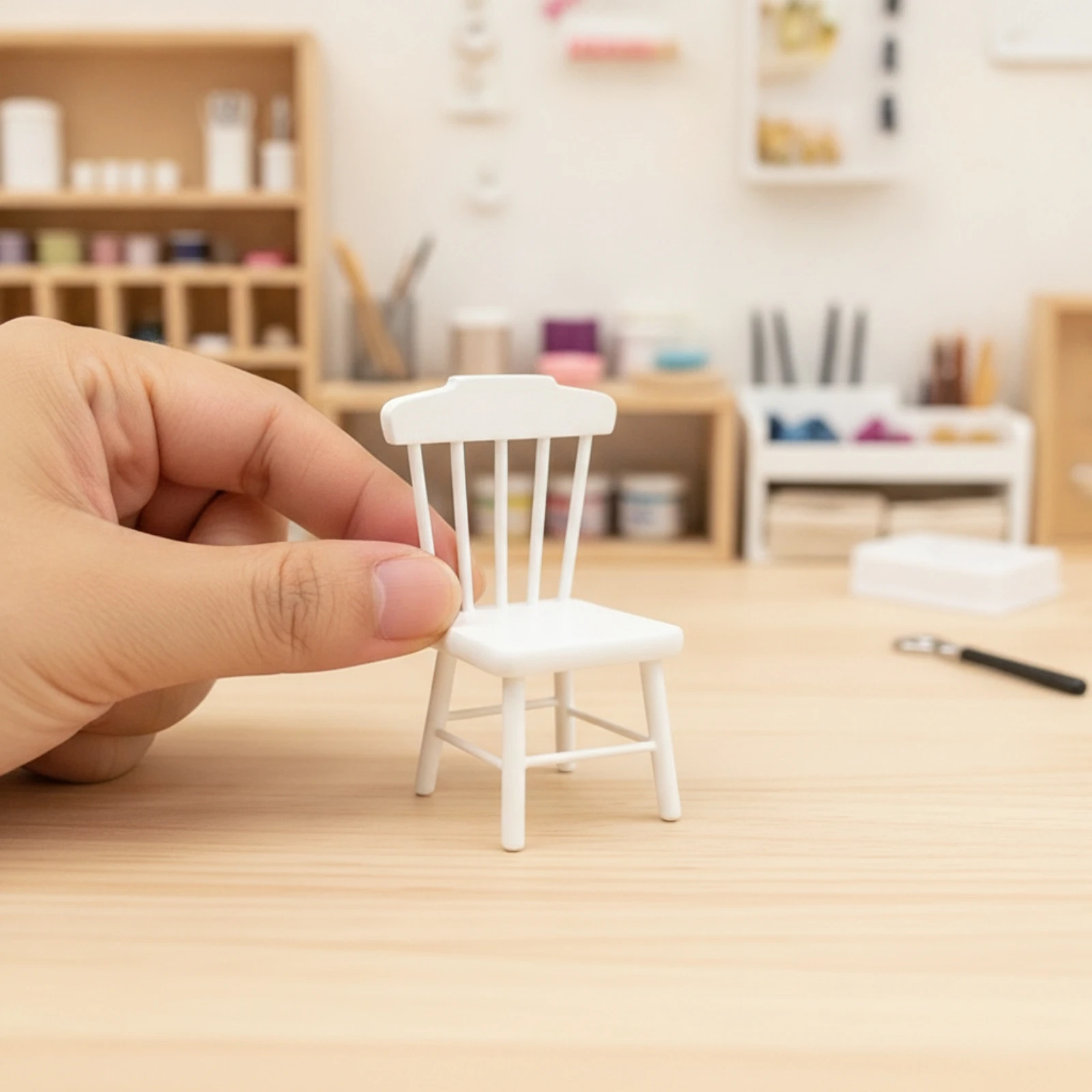 Dollhouse Chair Slatted-Back Miniature Chair Furniture Handmade Long-Lasting for Hobbyists, Diorama