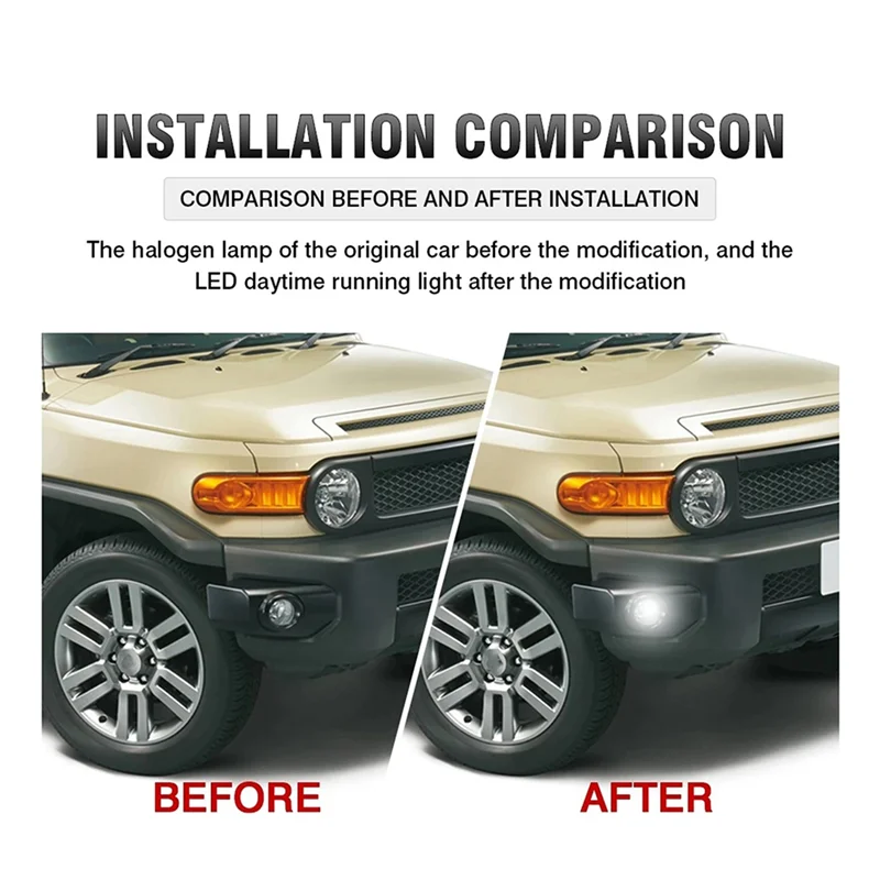 

B07A-For Toyota FJ Cruiser 2007-2017 Car Front Bumper LED Fog Light Lamp DRL Daytime Running Light Spare Parts Accessories