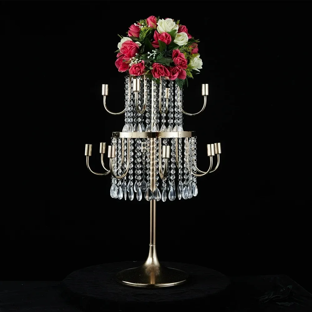 Gold Candelabra Luxury 12 Heads Candle Holders Flowers Stands Wedding Table Centerpieces Road Lead For Party Decoration