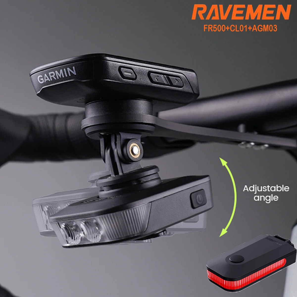 RAVEMEN LED Bike Light Set Bicycle FR500 Front Light CL01 Rear Light USB Rechargeable Auto On-off Headlight Taillight AGM03 Kit