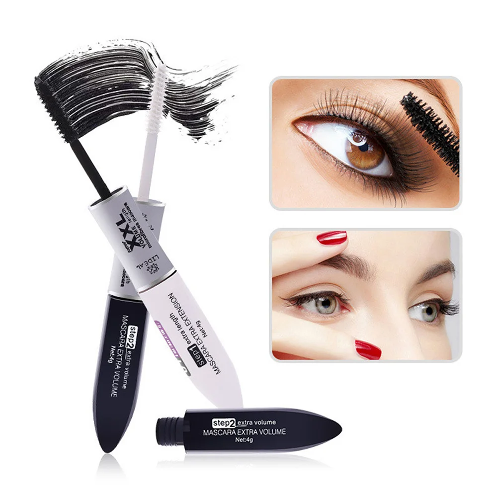 

Double Tube 3D Fiber Mascara for Natural Long Voluminous Lashes Waterproof Sweatproof Smudgeproof Easy Removal with Green Tea