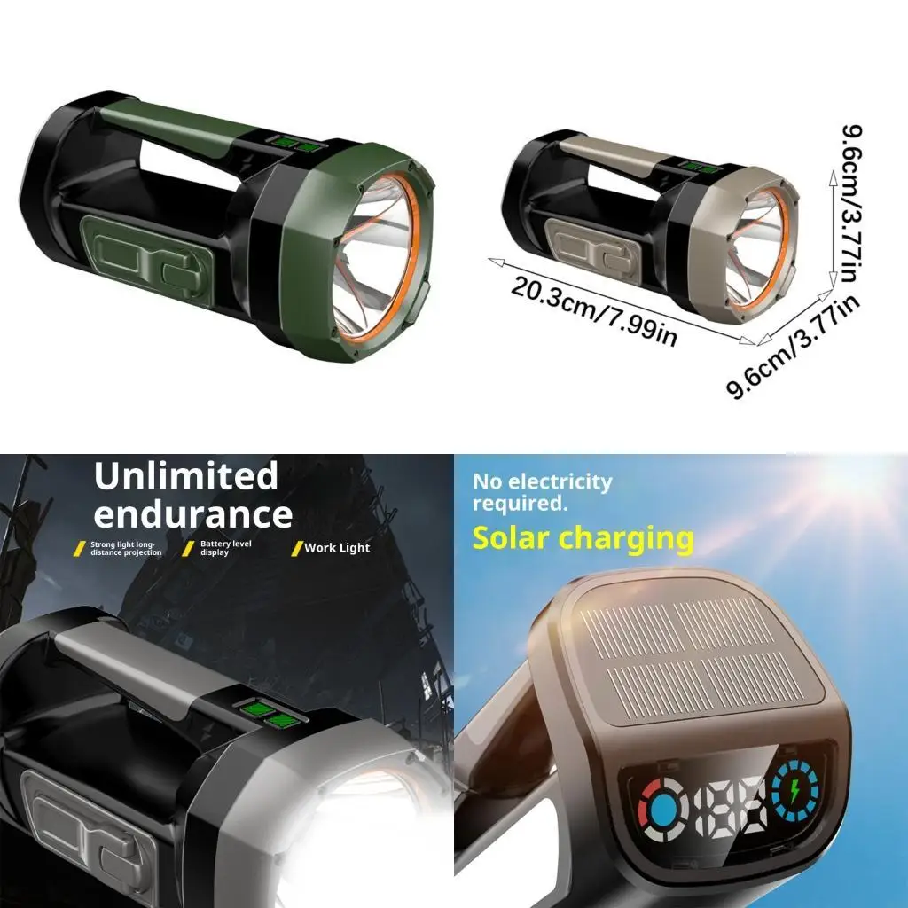 Portable Three Power Sources Flashlight Waterproof Design Camping Gear Upgrades H8WD