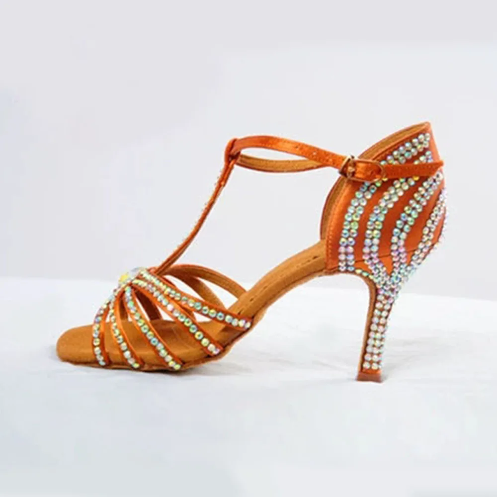 Обувь для соревнований по латинским танцам Betty для взрослых и женщин с мягкой подошвой, имитация олимпийских бриллиантов и ромбовидной точкой, стиль 217 листьев