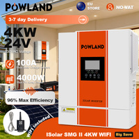 POWLAND Hybrid Solar Inverter 4000W MPPT 24V Pure Sine Wave Solar Inverter 3500VA 500V PV Input 100A Solar Controller With WIFI