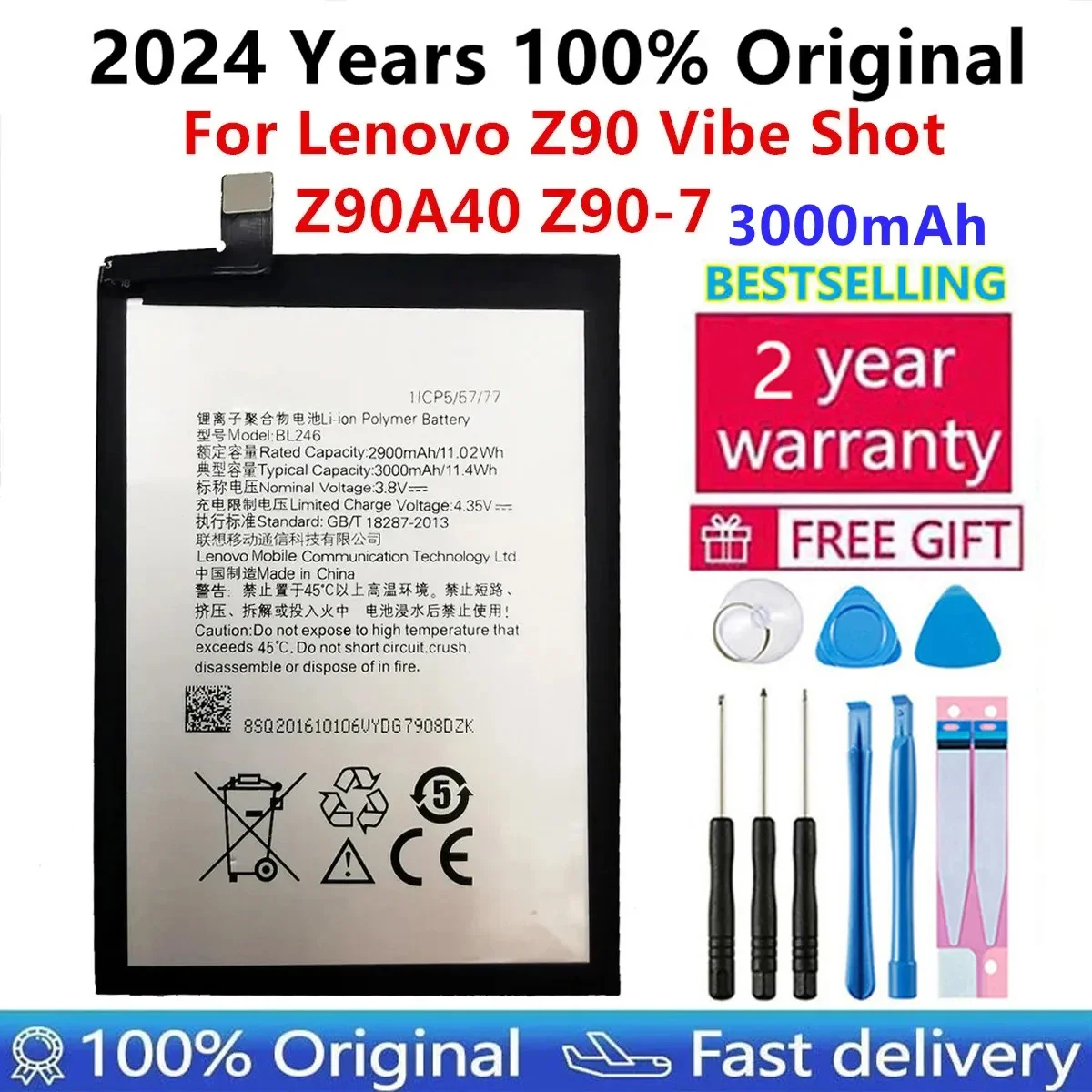 100% Original New Battery For Lenovo Z90 BL246 Vibe Shot Battery Z90A40 Z90-7 3000mAh Rechargeable Phone Battery