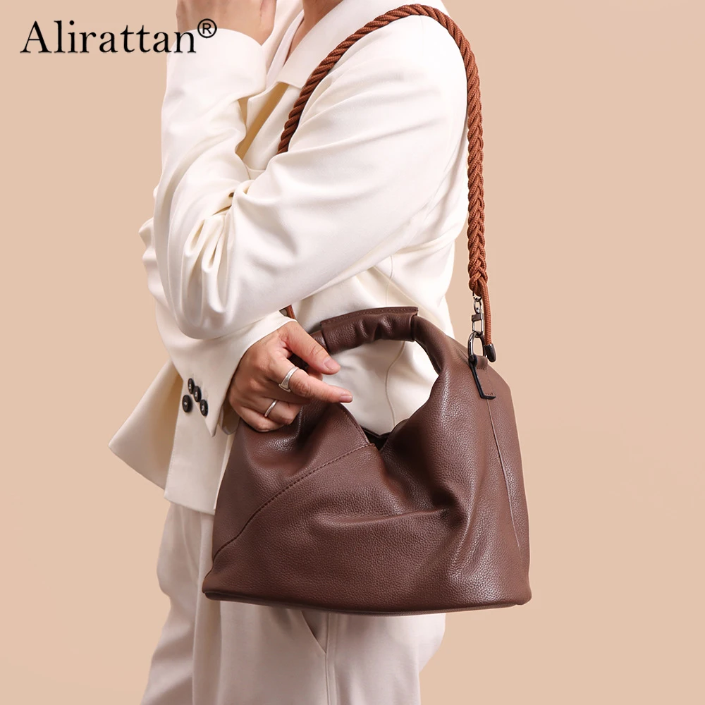 

Alirattan 2025 Retro Casual Hand-Held Bag Women's Fashionable Bucket Bag 2025 New Niche Crossbody Bag