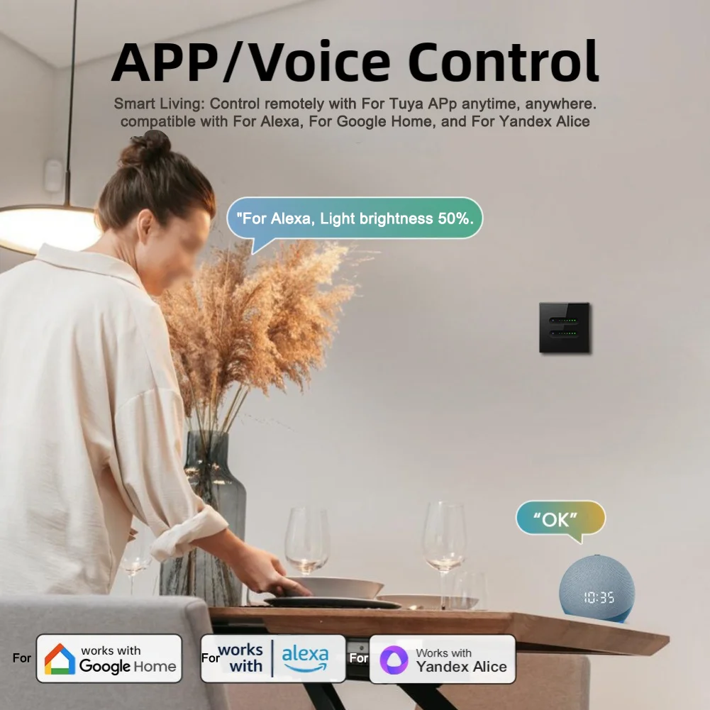 WiFi 2Way Smart Dimmer Switch Compatible with For Alexa and Google Assistant for Customizable Lighting and Automation