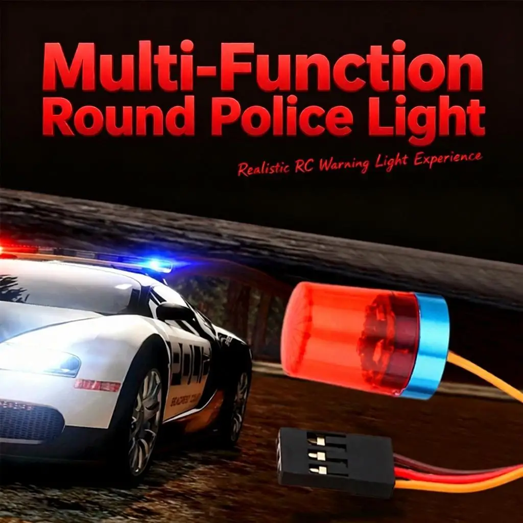 Multi-Color Round Warning Light for RC Model Car Strobe Light RC Police Light Construction Light Compatible with 1:10 RC Car