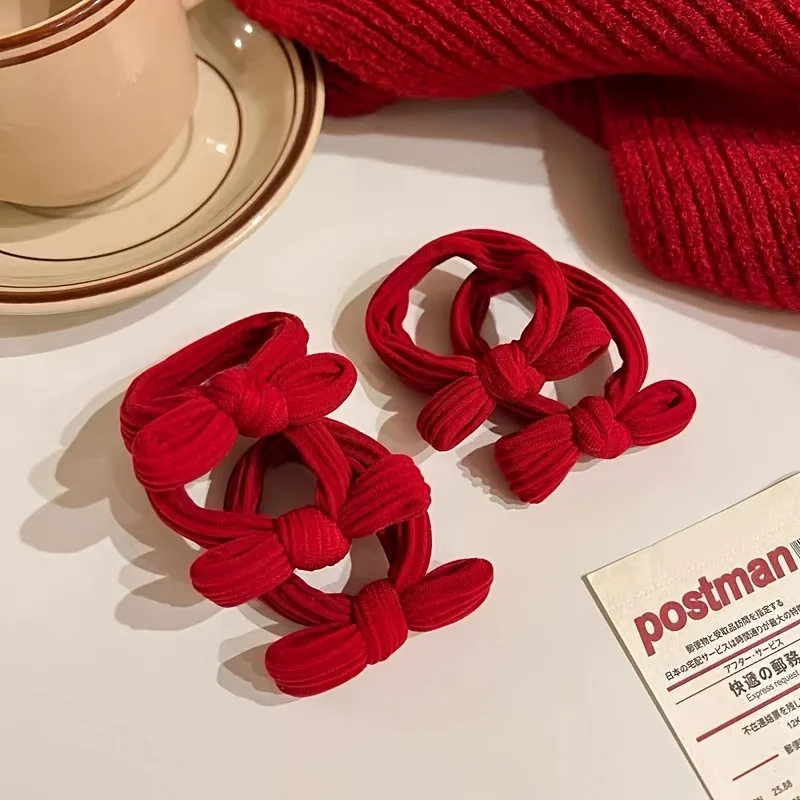 10 Stück rote Haargummis, superstarke elastische Haarbänder, Neujahrspartys, Hochzeiten, langlebiges Haar, sicheres Haarband, Party-Haarbänder – Detail 3