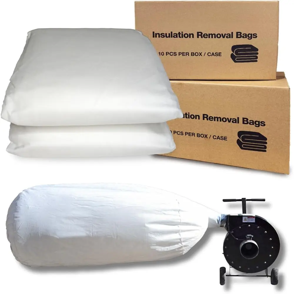 

Insulation Removal Vacuum Bags, 75 Cu Ft, 10 Hoses, Attic Debris Bags, Grade Options (White, 10)