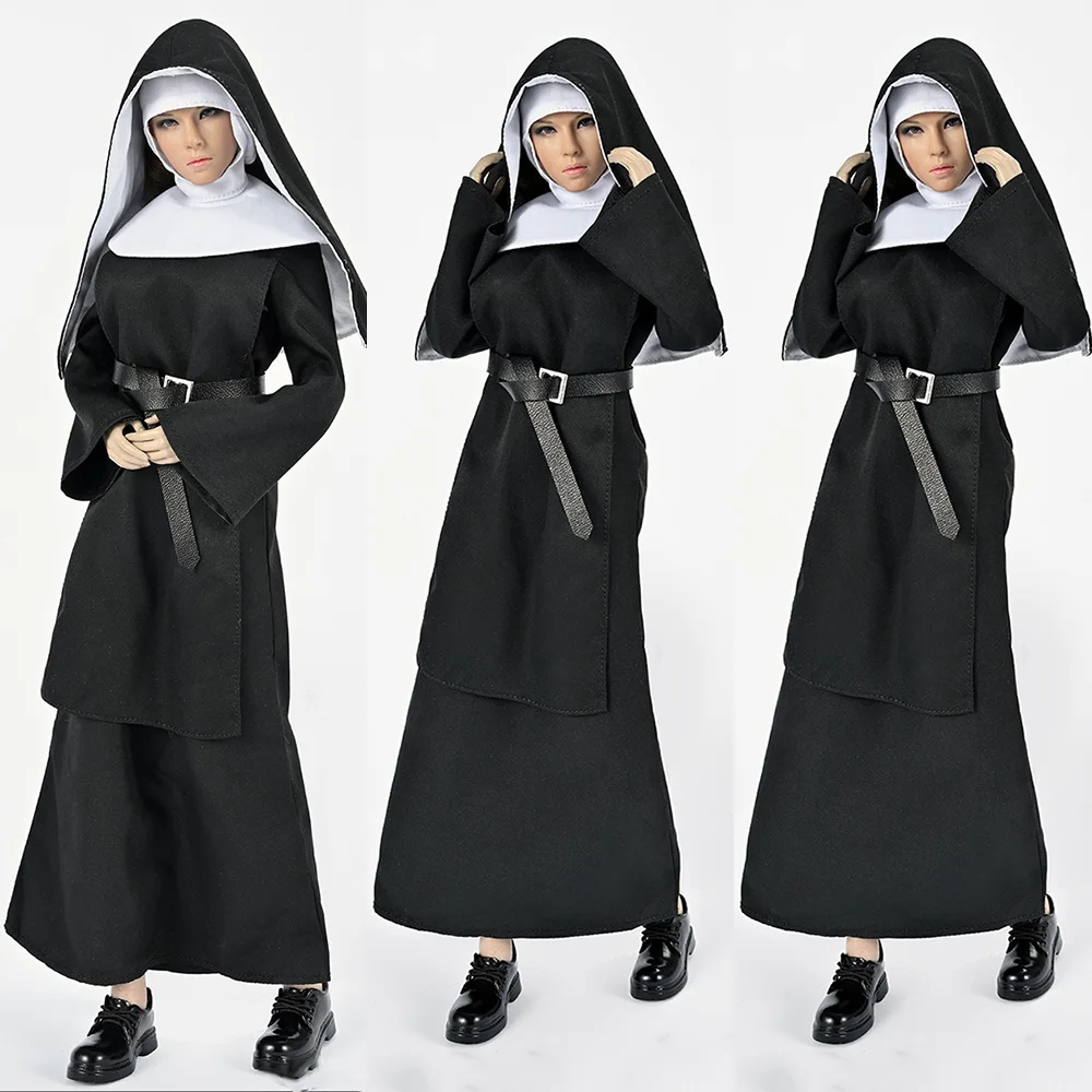 

Zytoys Zy5050 1/6 Female Soldier Black Nun Robes Headscarf Belt Suits Costume Cosplay Missionary For 12" Action Figure Body Toys