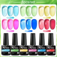 Mtssii 7ML 6PCs/Set Jelly Glass Gel Nail Polish Set Sea Blue Semi-transparent Nail Gel Semi Permanent UV Gel Polish Varnishes