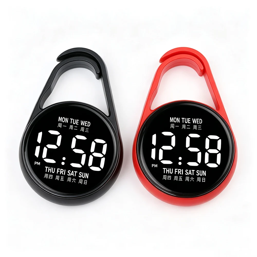 Sports LED Electronic Hanging Watch Night Light Large Display Backpack Pocket Watch Clip-On Watch for School and Travel