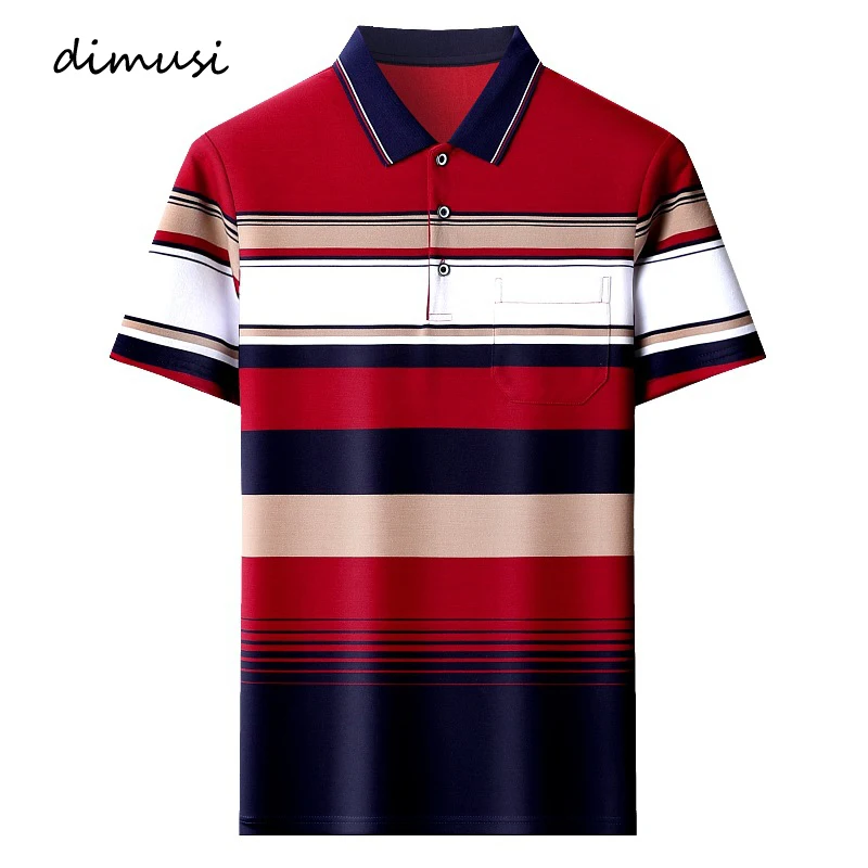 

Summer Men's Cotton Polo Shirts Fashion Men Striped Short Sleeve Polos Casual Breathable Business Polo Shirt Tops Men Clothing