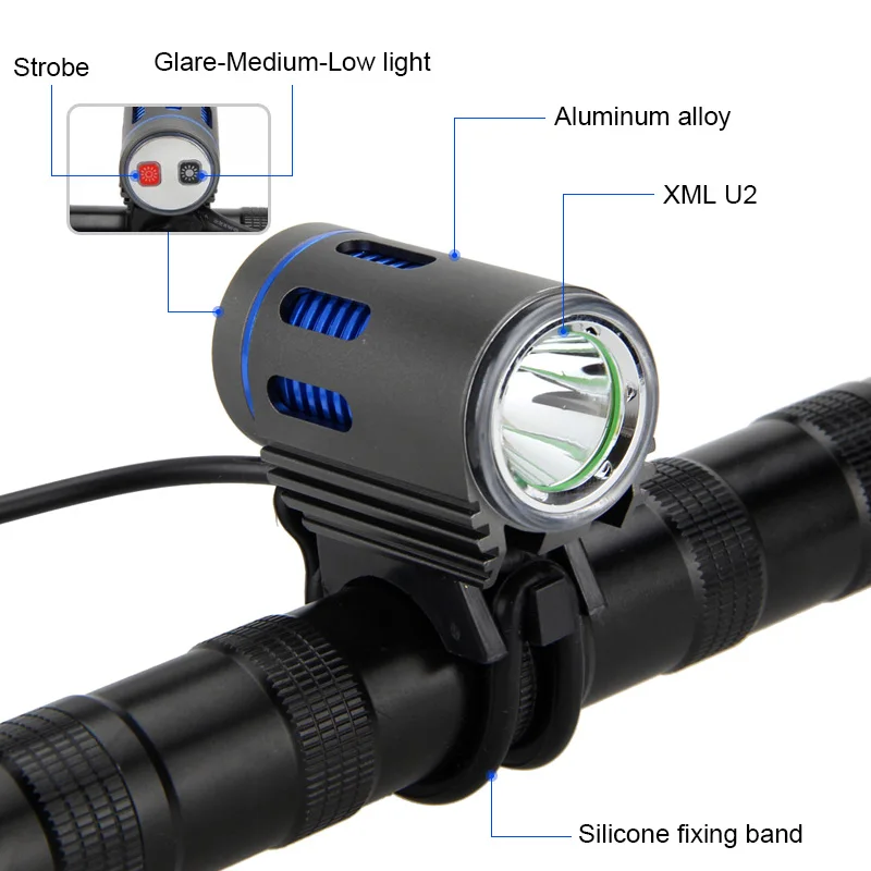 High Brightness Bicycle Light 3000 Lumens XM-L2 LED Bike Rechargeable 18650 Battery Pack Mountain Road Cycling Front Lights