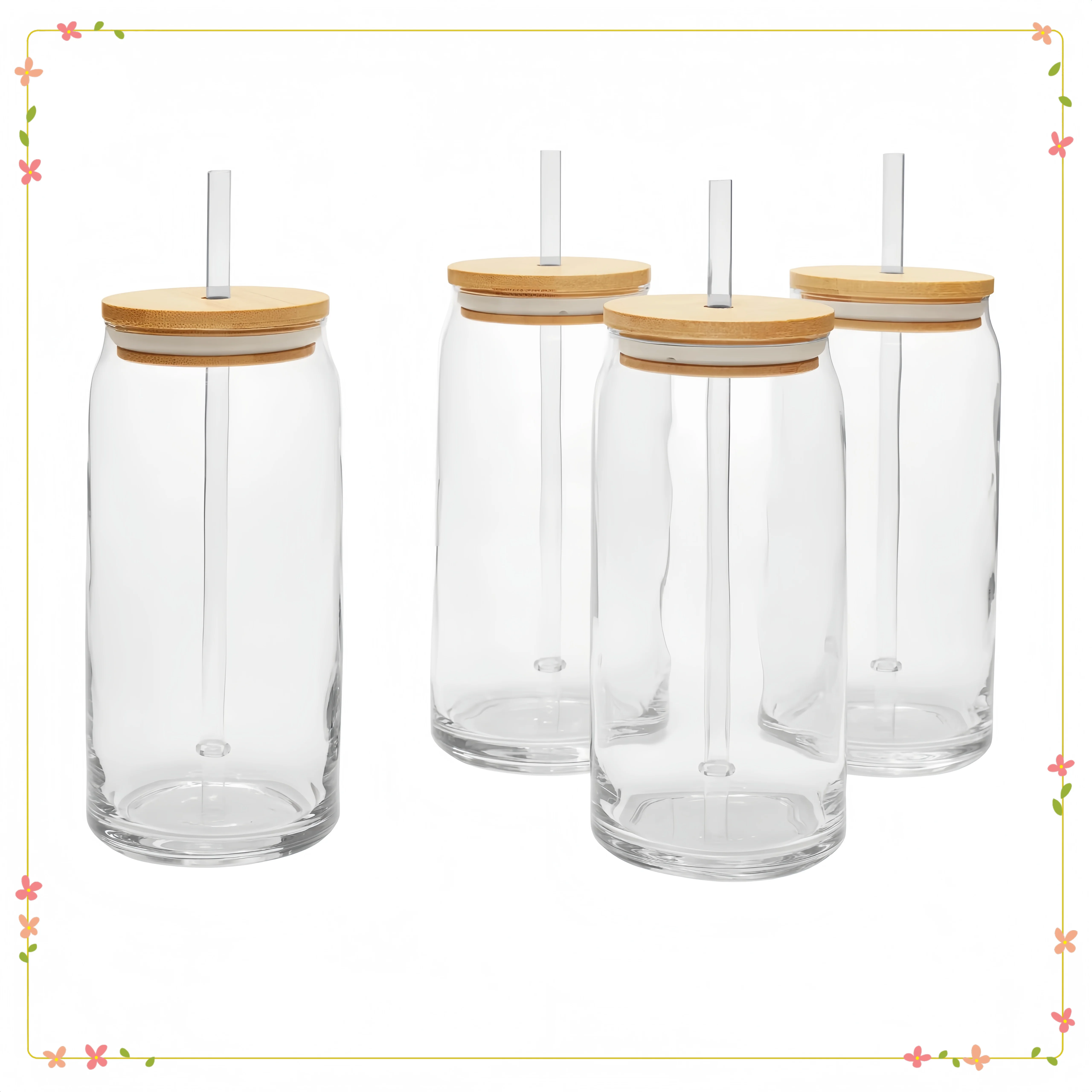 

Glass Drinking Tumblers Set of 3, Set of 4 with Lids and Straws, Shatterproof Drinking Tumblers