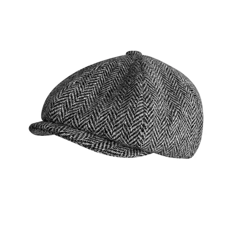 Men\'s Brand Winter High Quality Wool Newsboy Hats Herringbone Octagon Cap Royal Blue Women Gatsby Flat Hat