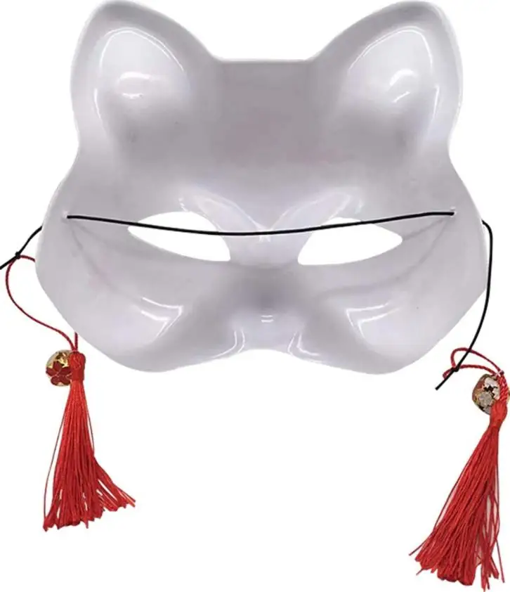 Imagem -06 - Neko Gato Máscara Animal Japonês Tradicional Cosplay Kabuki Fox Máscaras Pintados à Mão Flor de Cereja Meia Máscaras Decoração de Parede 25 Pcs