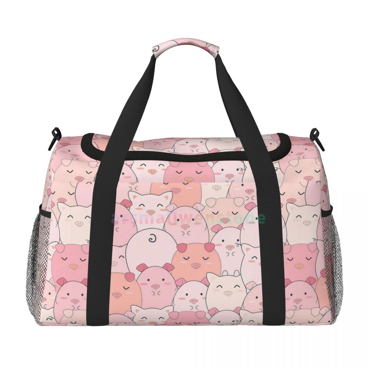 Cute Cartoon Pink Pig Travel Duffel Bags Sport Gym Yoga Luggage Bag Personalized Weekender Bag with Shoulder Strap