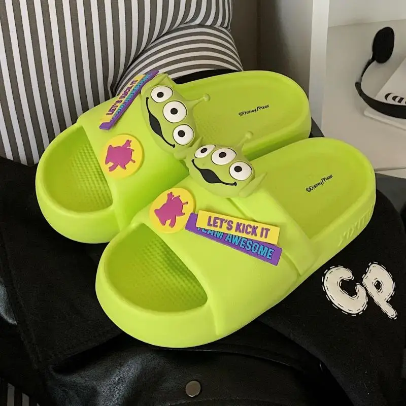 Cute Cartoon Toy Story Alien Summer One-Line Slippers EVA Soft Bottom Fun Cartoon Sandals for Outer Wear for Girl