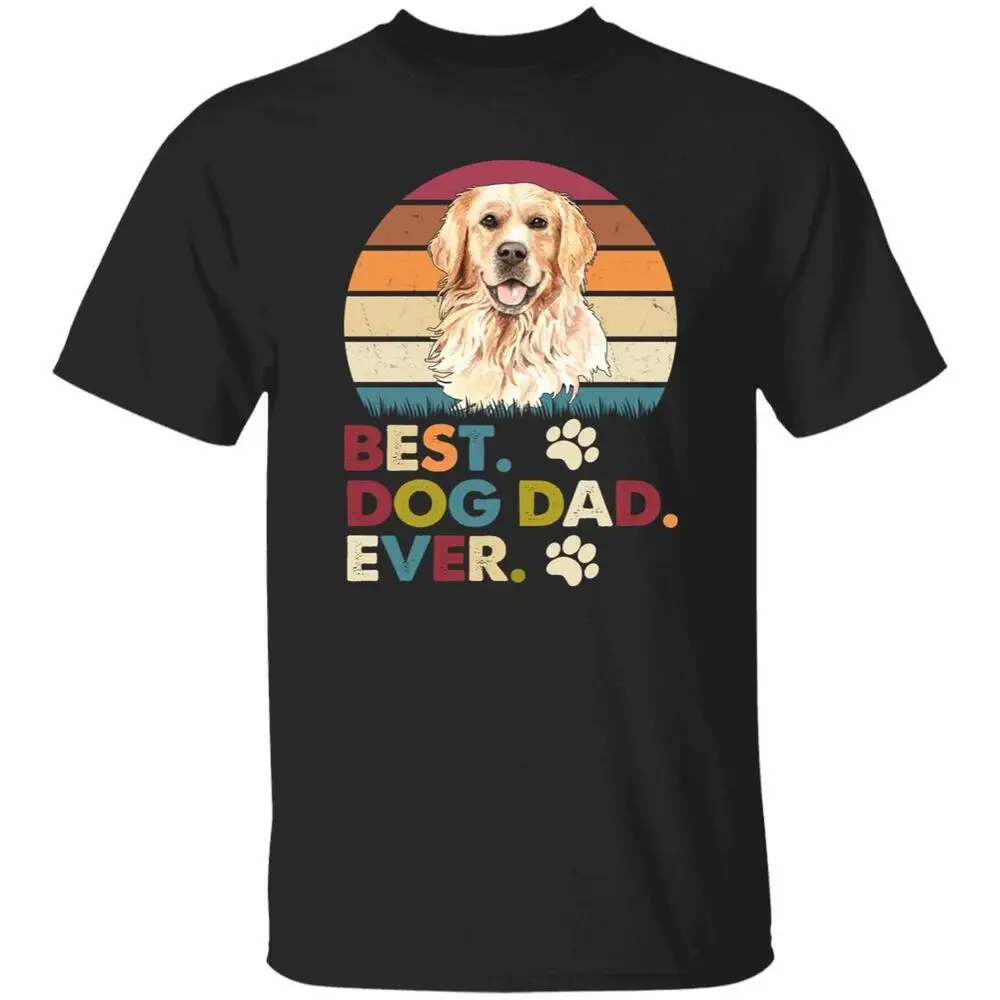 Best Dog Dad Ever T-Shirt gift Retro Golden retriever Dog owner Unisex Tee Black High Quality 100%Cotton Short Sleeve