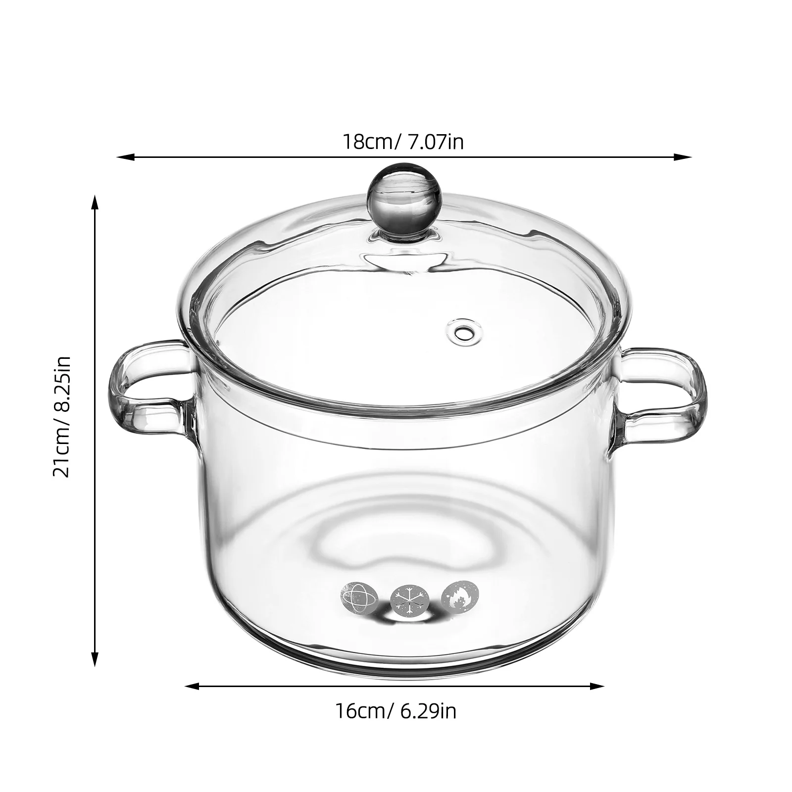 High Borosilicate Glass Soup Pot Heat Resistant Stovetop Cooking Clear Handles Cover Home Kitchen Multipurpose