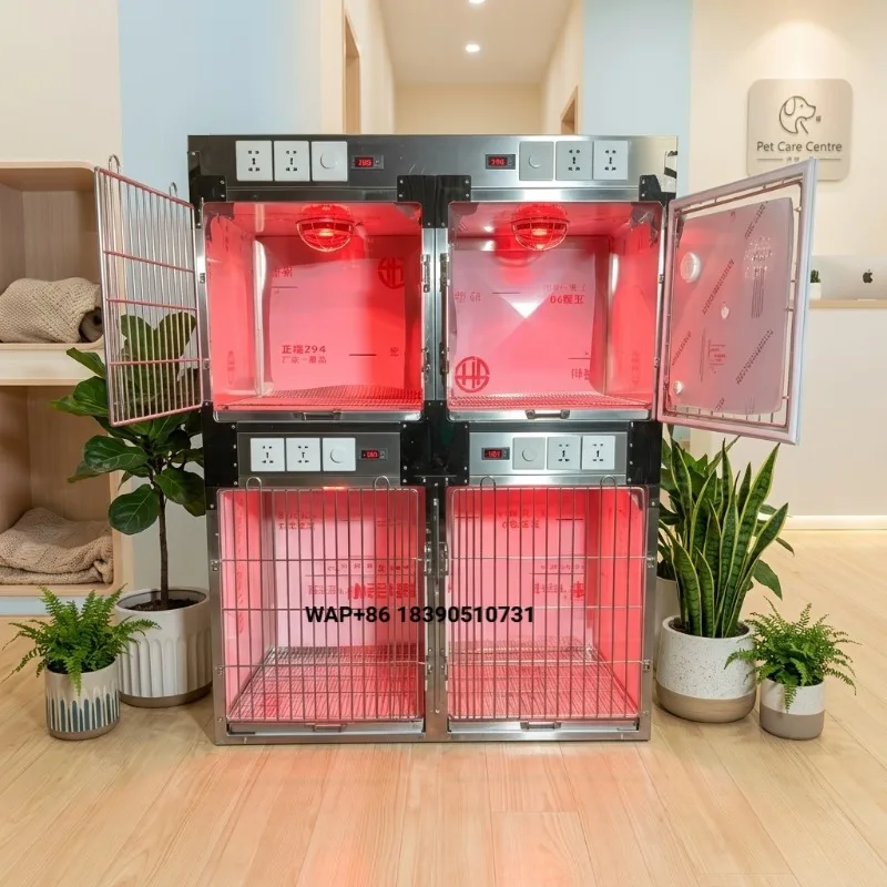 Hot-selling pet supplies Hospital clinic Stainless steel pet cage can be connected to oxygen equipment